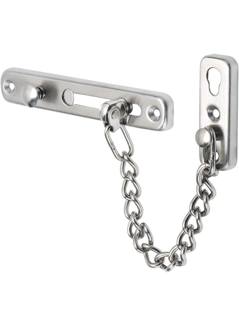 قفل أمان للباب بسلسلة من الفولاذ المقاوم للصدأ الفضي، مقاوم للسرقة، حماية فائقة للمنزل والشقة والمكتب وغرف الفنادق، مزود بسلسلة أمان متينة من الستانلس ستيل 304 مع تثبيت بمسامير، قفل باب آمن للأطفال وللحماية من الدخول غير المصرح به، تصميم عصري أنيق وعملي، مناسب لجميع أنواع الأبواب الداخلية والخارجية وأبواب الغرف وأبواب المداخل، أداء سلس وصامت مع مفصلات ذاتية الإغلاق، قفل باب قوي متين لمنع السطو أو الاقتحام، أداة حماية موثوقة، تثبيت سهل، مثالي للأمان الإضافي وحماية الخصوصية، تصميم حديث وجذاب للمنازل والشقق والمكاتب والفنادق، قفل باب معدني قوي بسلسلة مقاومة للصدأ، يحمي من السرقة والدخول القسري، خيار ممتاز للأمان المنزلي والتجاري - Image 1